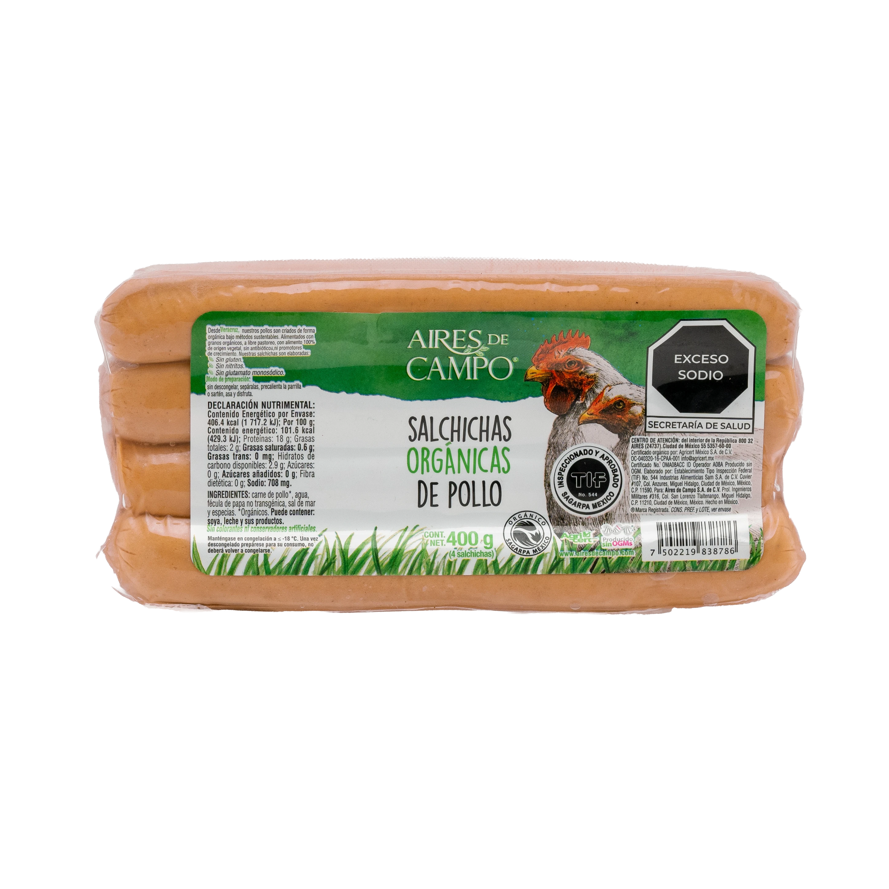 Salchichas Org&aacute;nicas de Pollo