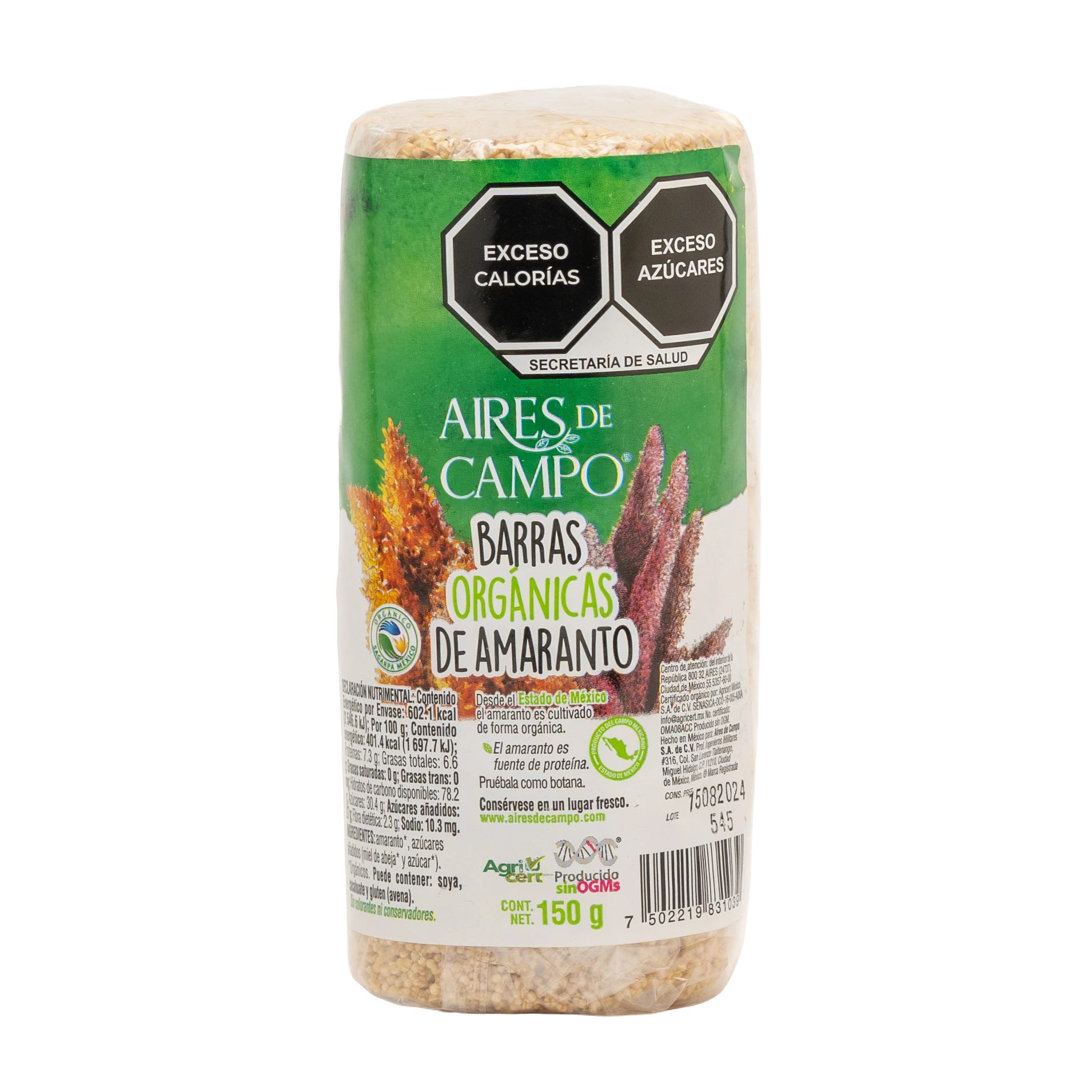 Barras Org&aacute;nicas de Amaranto con Jarabe de Agave